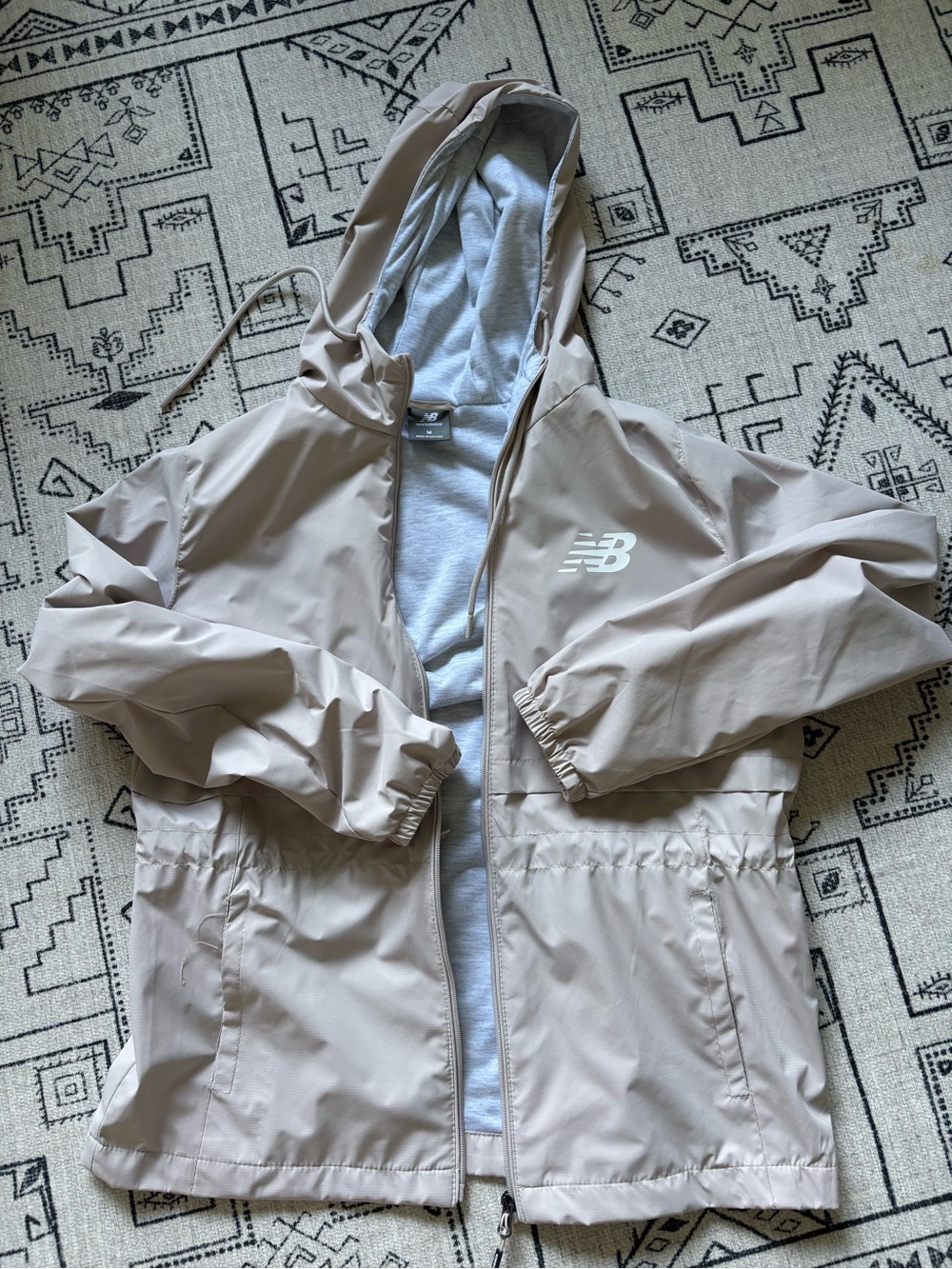 New Balance Women's Beige Hooded Windbreaker Jacket